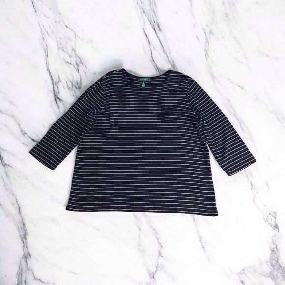 RALPH LAUREN Women Lightweight Stretch Cotton Tunic Black White Striped 2X - Picture 1 of 8